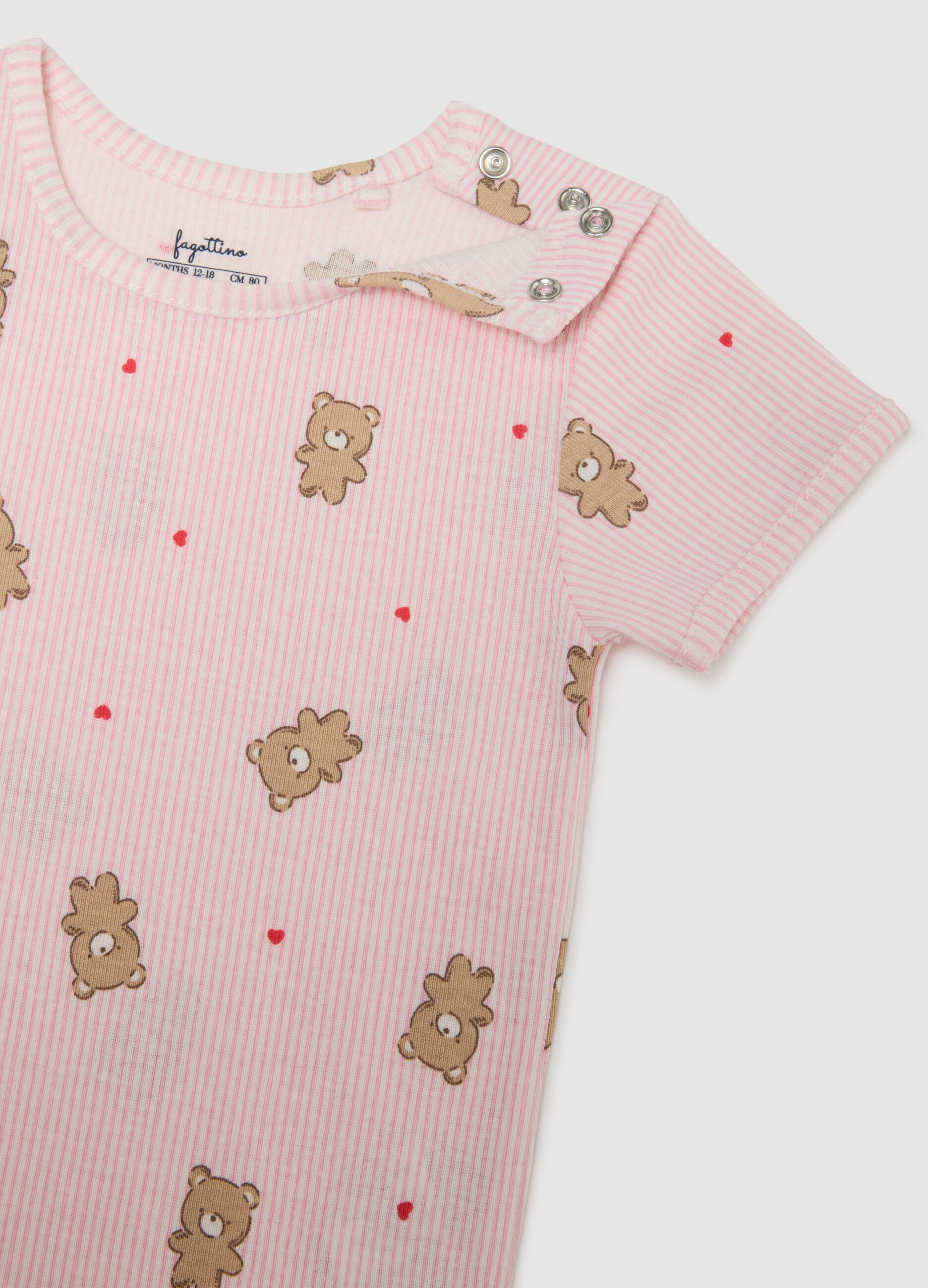 Bipack body in puro cotone rosa da neonata con stampe di orsetti