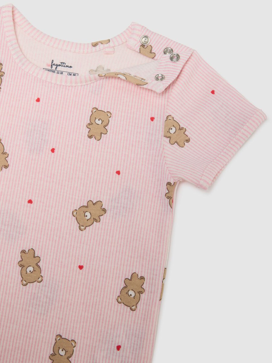 Bipack body in puro cotone rosa da neonata con stampe di orsetti_2