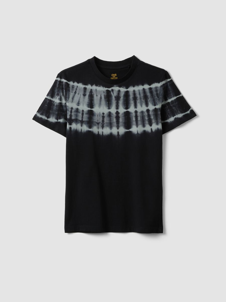 T-shirt nera a maniche corte in puro cotone_3