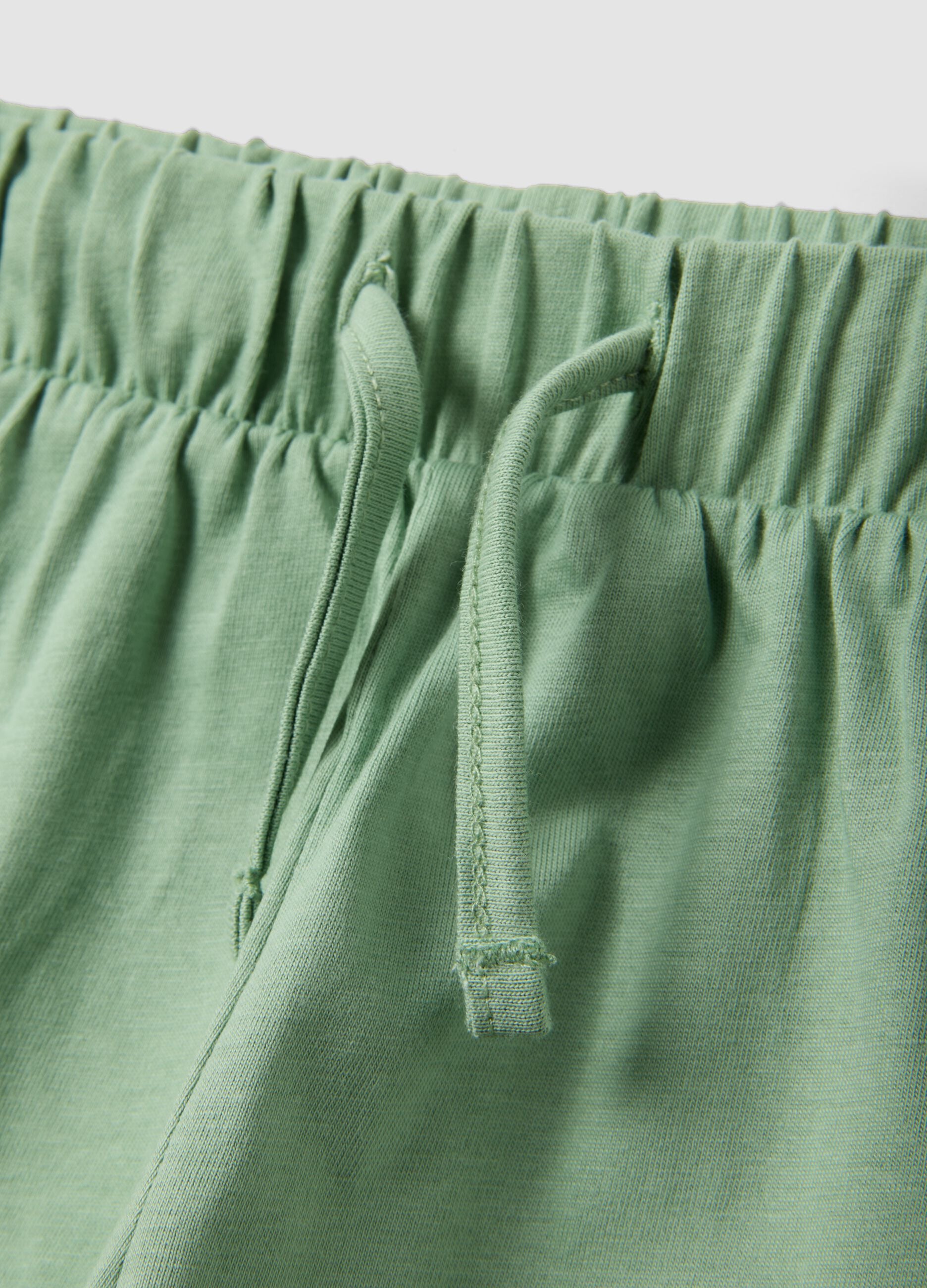 Pink and green pure cotton top and shorts set for baby girl