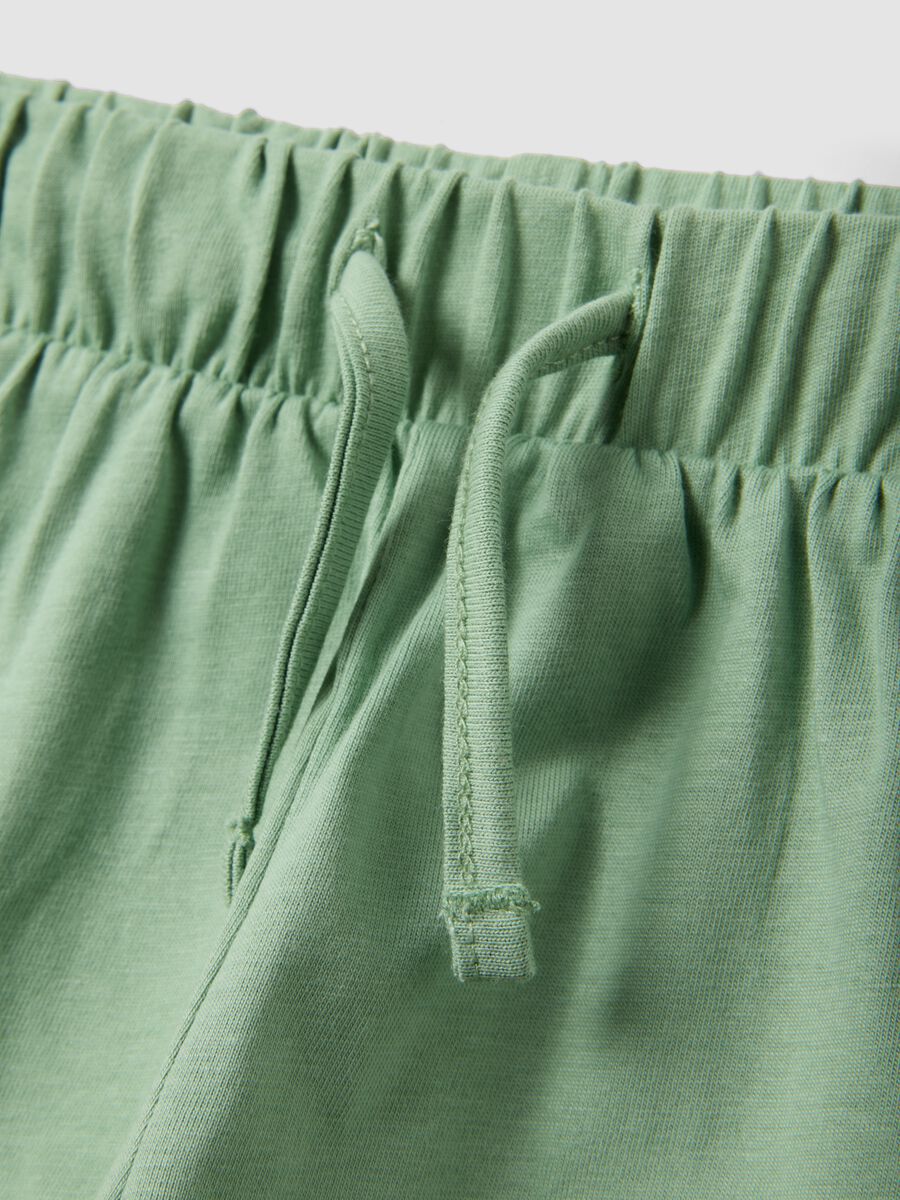 Pink and green pure cotton top and shorts set for baby girl_3