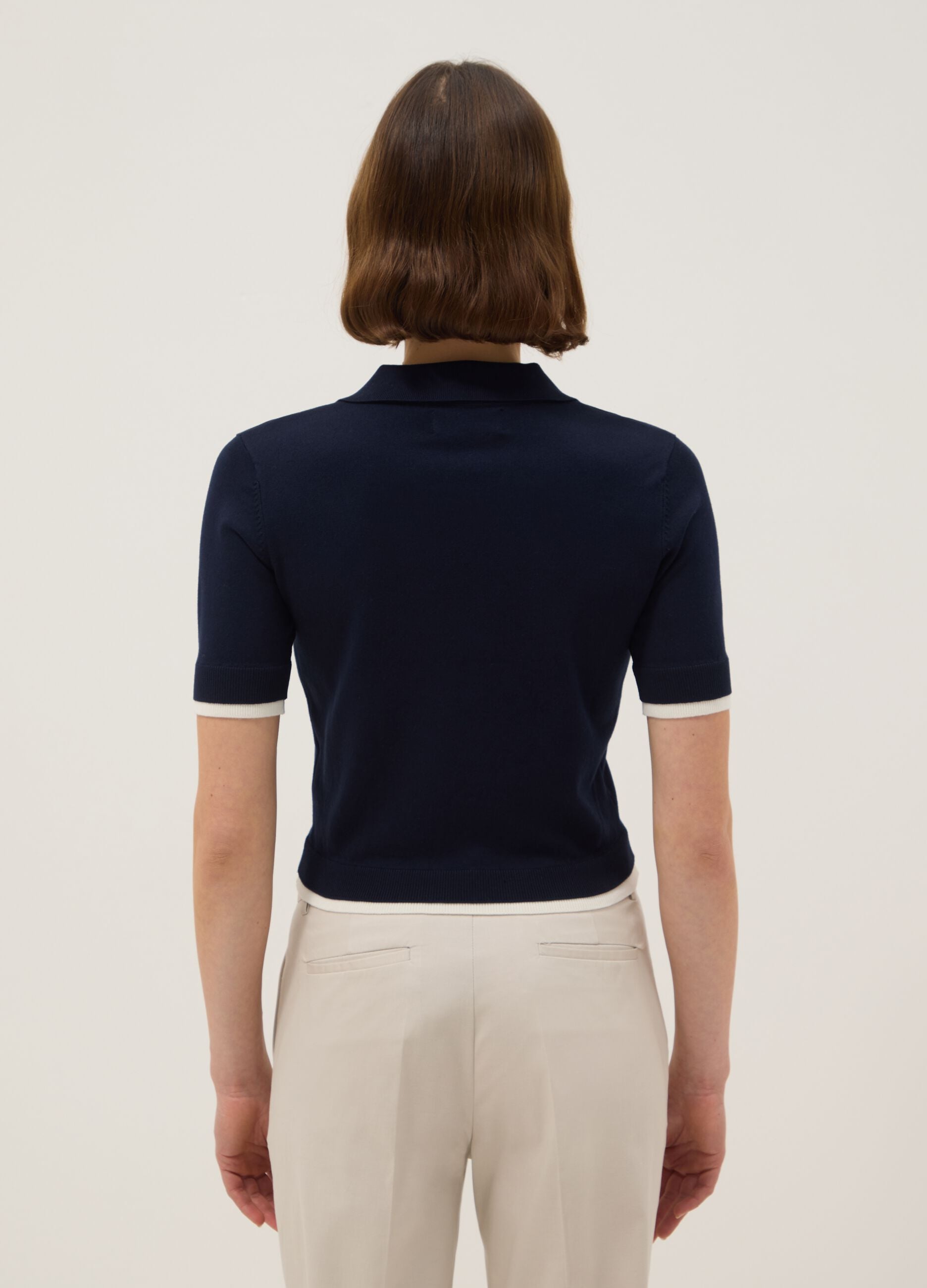Blue regular fit viscose blend polo