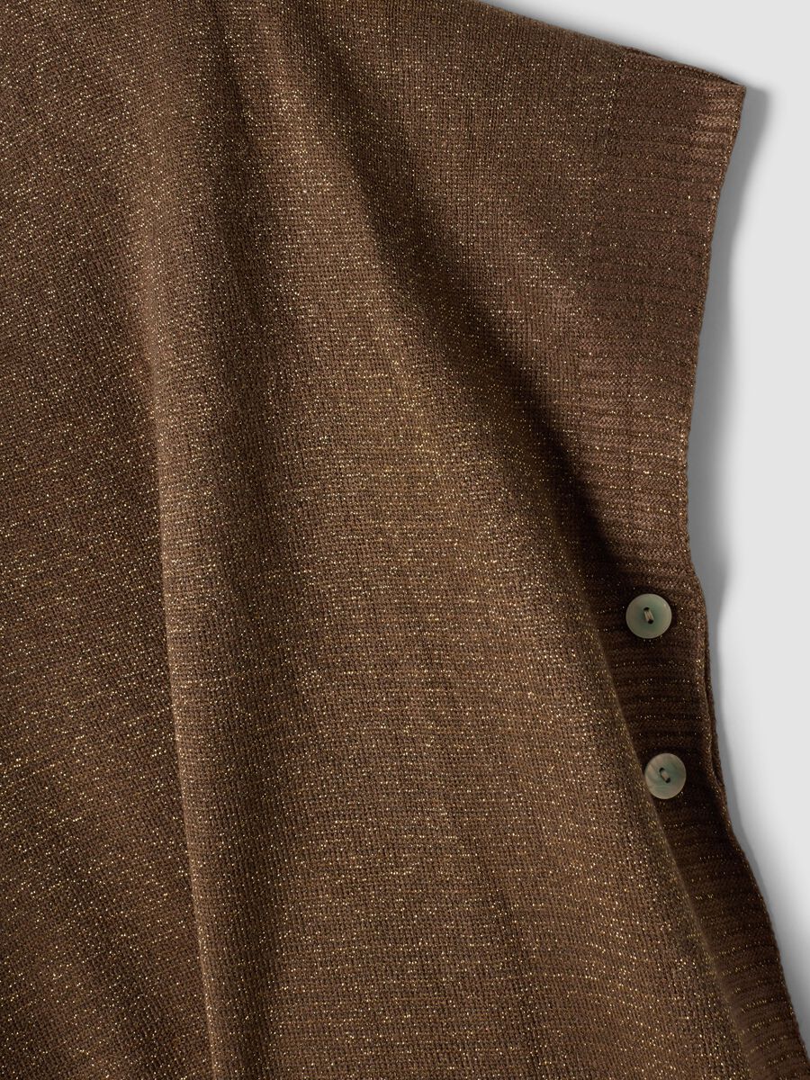 Brown modal-blend V-neck knit top_5