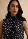 Sleeveless multicolour polka dot blouse with fancy collar, regular fit_0
