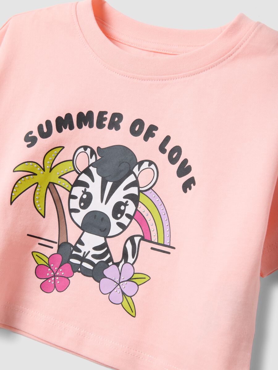 Pink pure cotton set with T-shirt and shorts_2