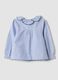 Blue striped pure cotton shirt with ruffle collar for baby girls_1