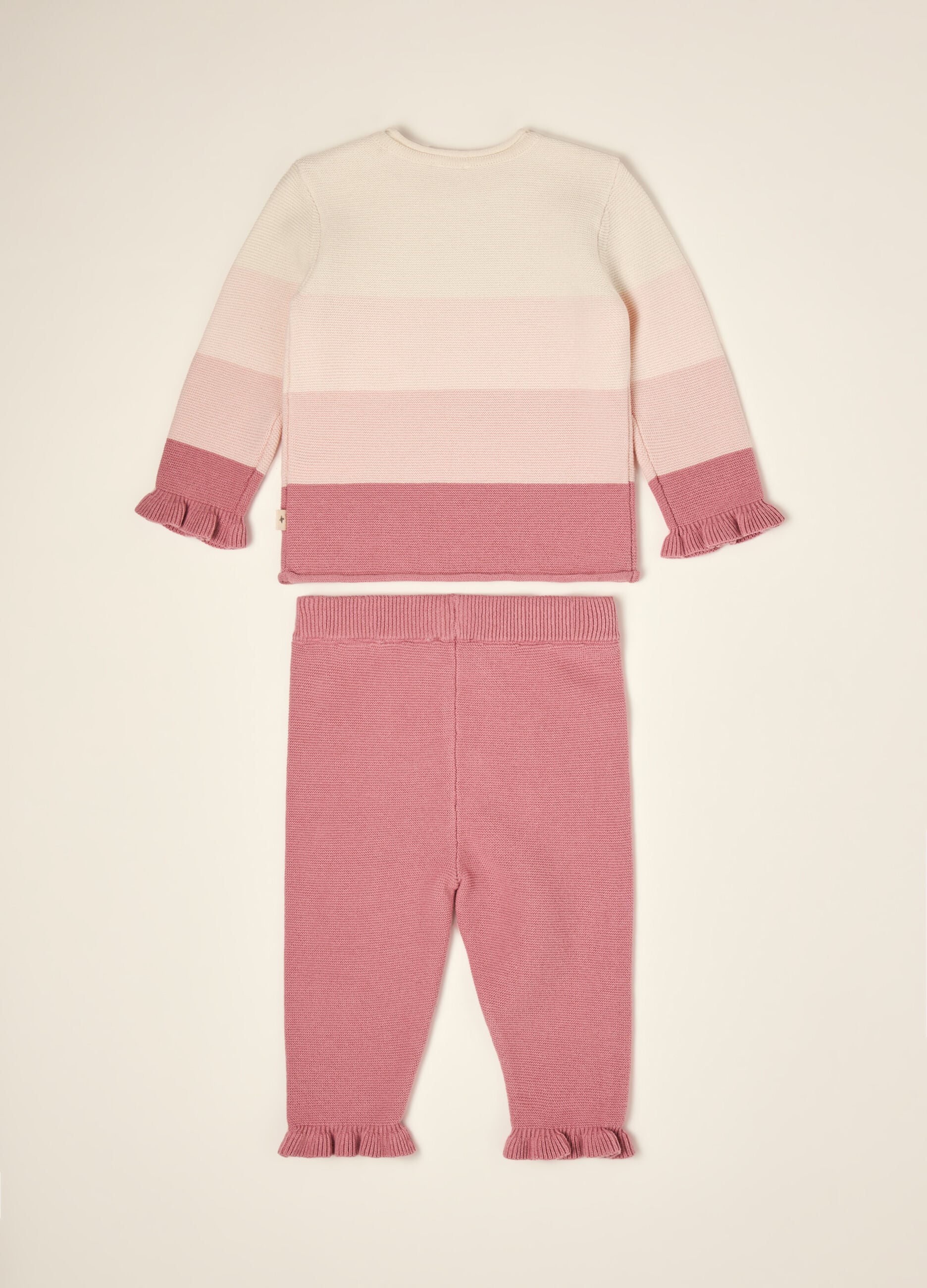Pink pure cotton knit set with top and trousers