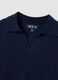 Blue viscose-blend polo-collar jumper with relaxed fit_1