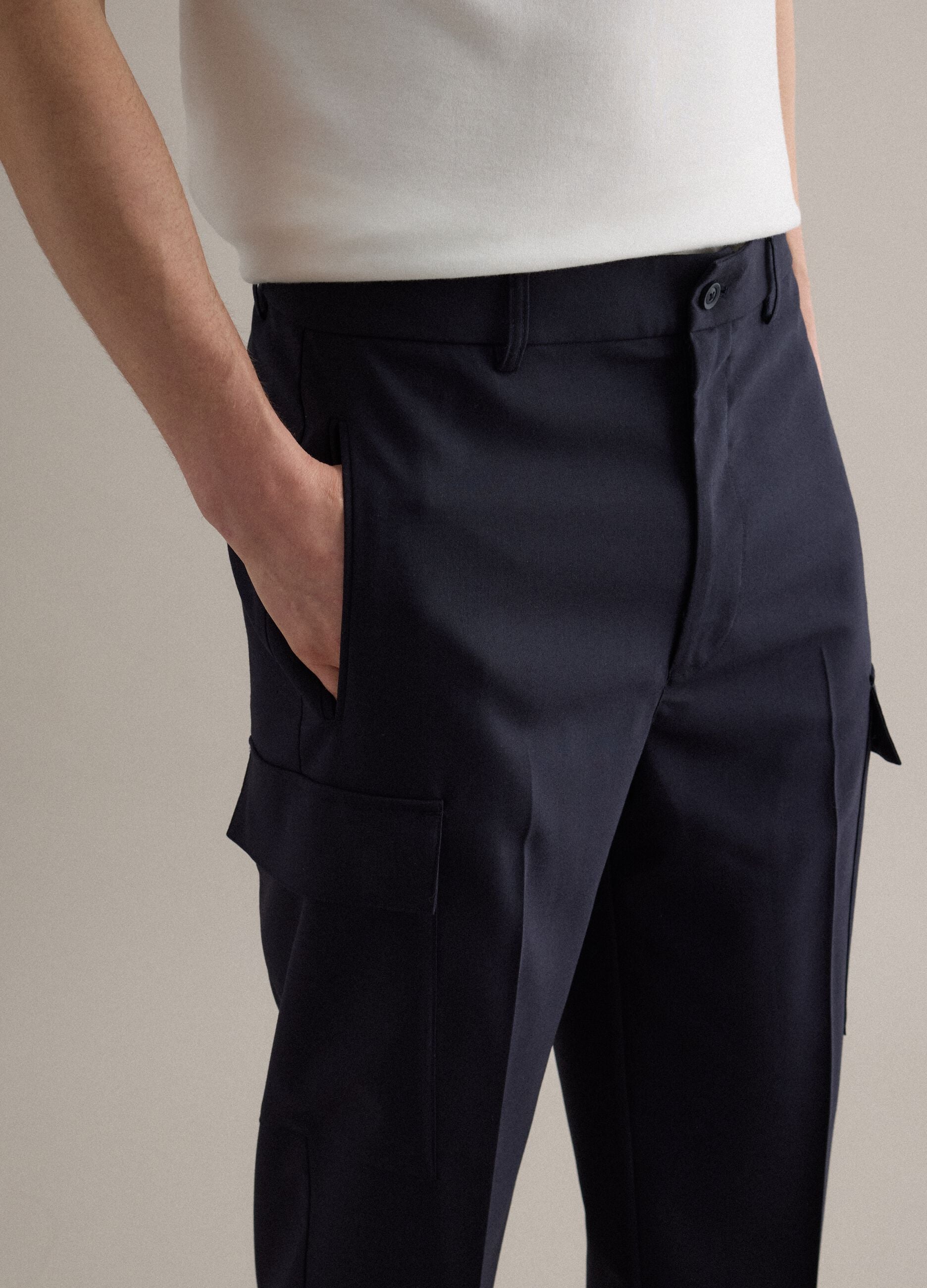Stylish Blue Regular Fit Cargo Trousers