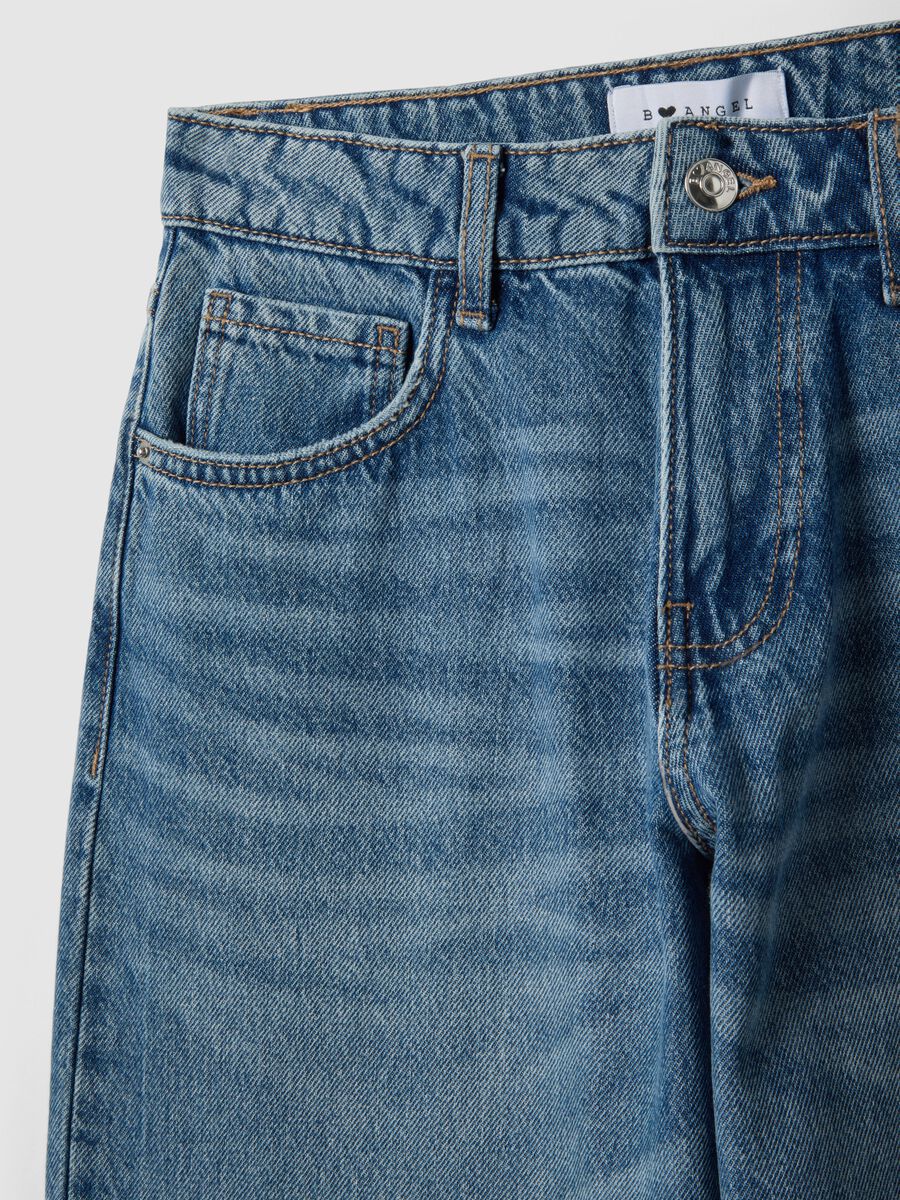 Jeans boyfriend in puro cotone denim blu_6