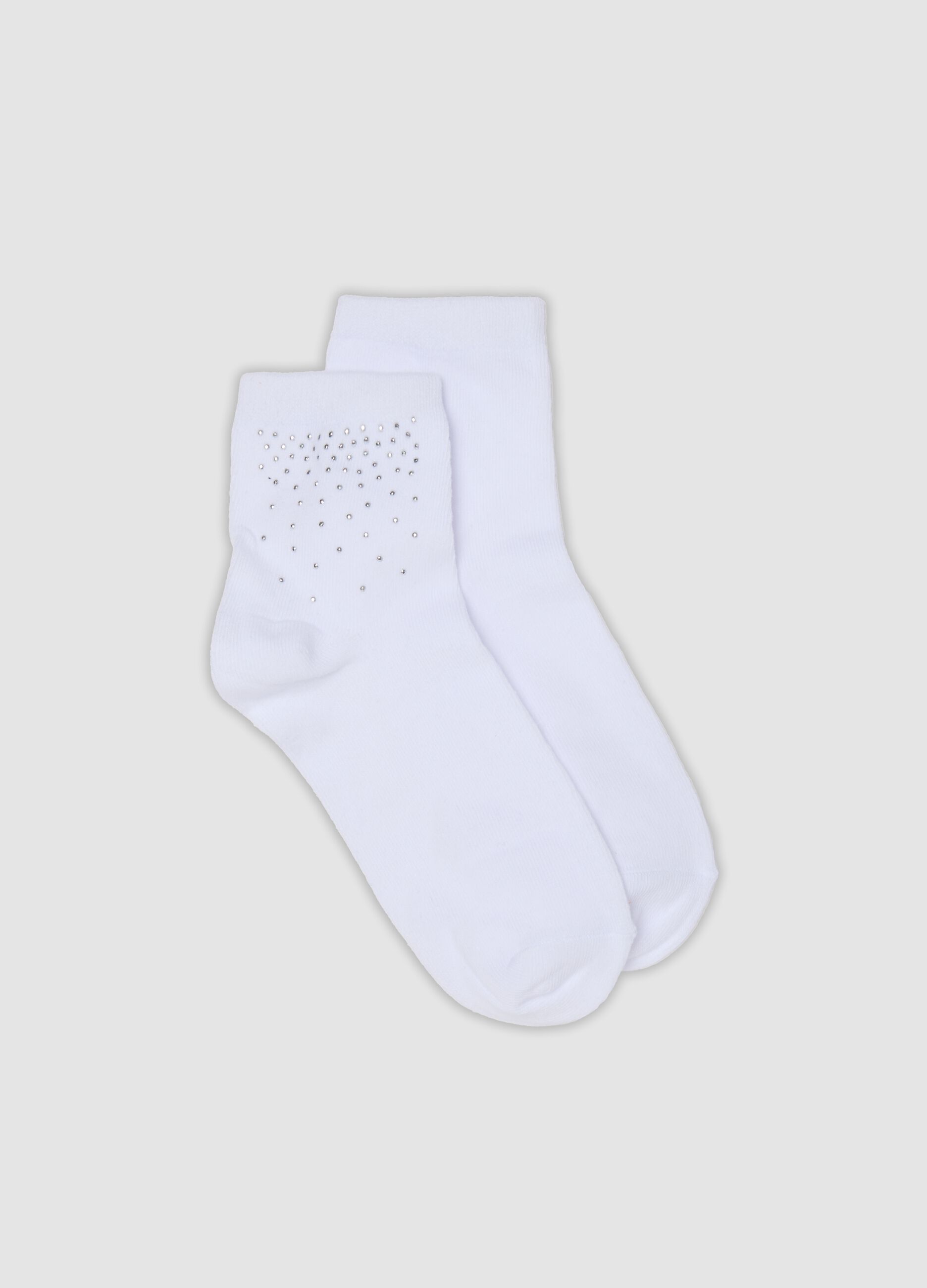 White organic stretch-cotton socks with rhinestones