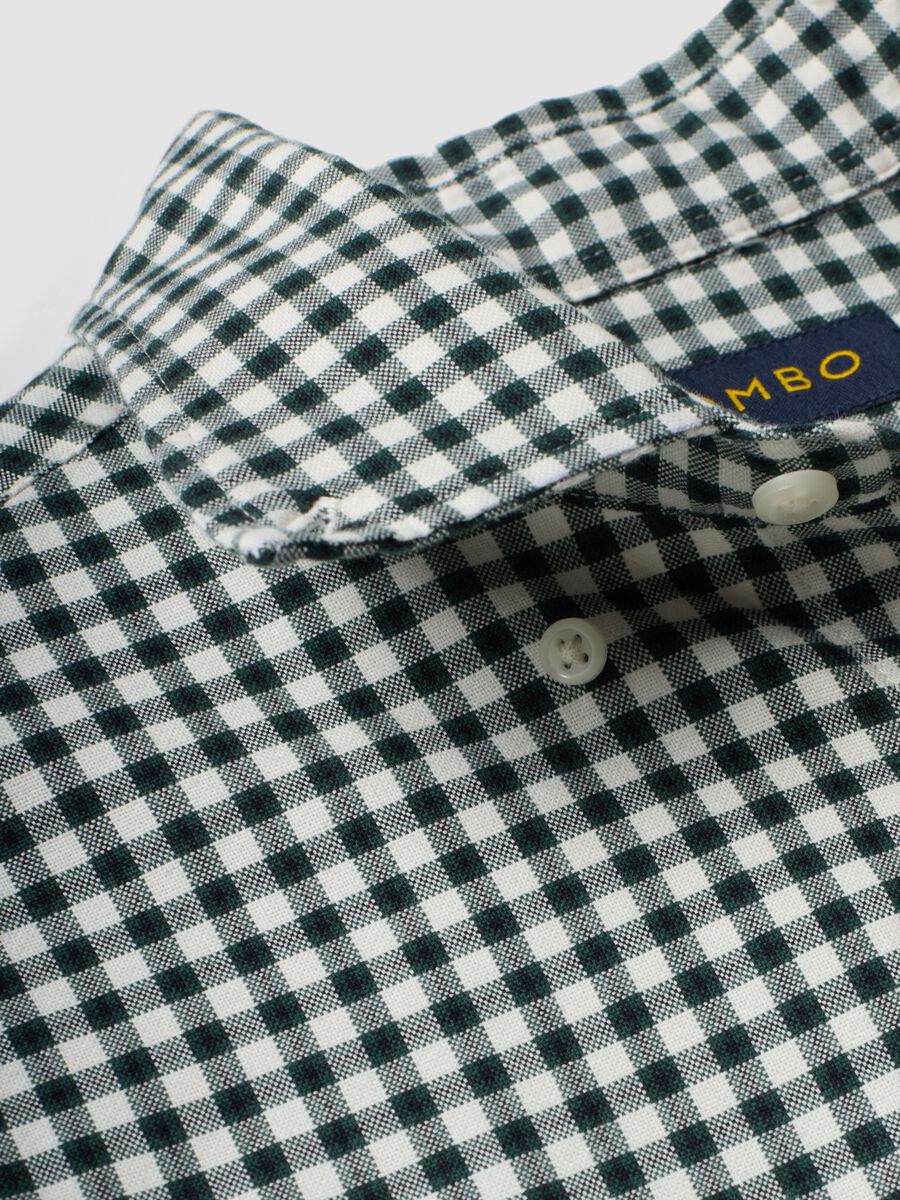Green checked Oxford shirt in pure cotton with button-down collar, regular fit_5