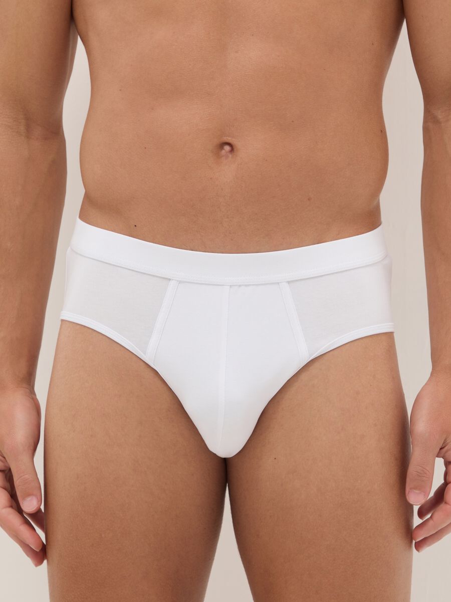 Regular fit white briefs twin pack in stretch cotton_1