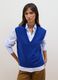 Blue pure wool gilet with deep V-neck_2