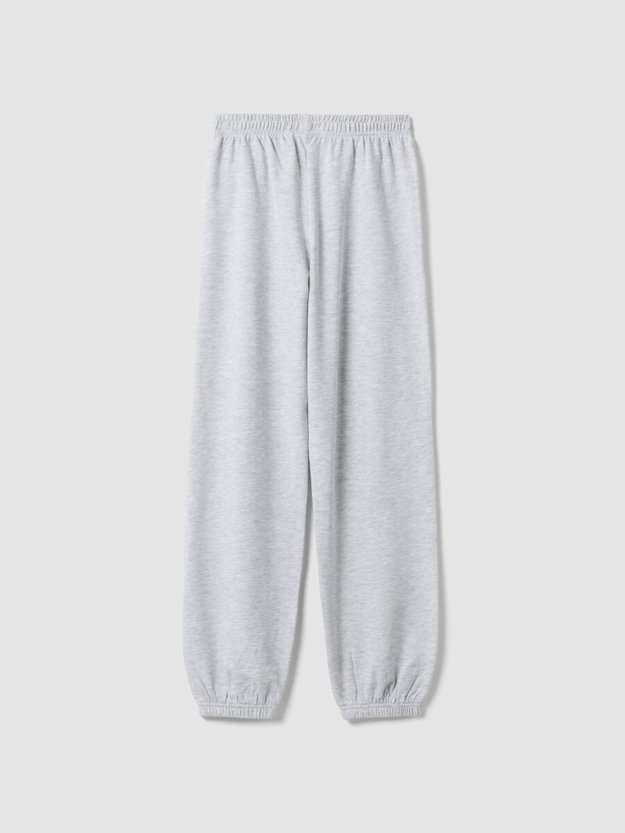 Girls&rsquo; grey organic cotton-blend joggers with print_4