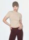 Beige fitted stretch-cotton T-shirt with high neck_0