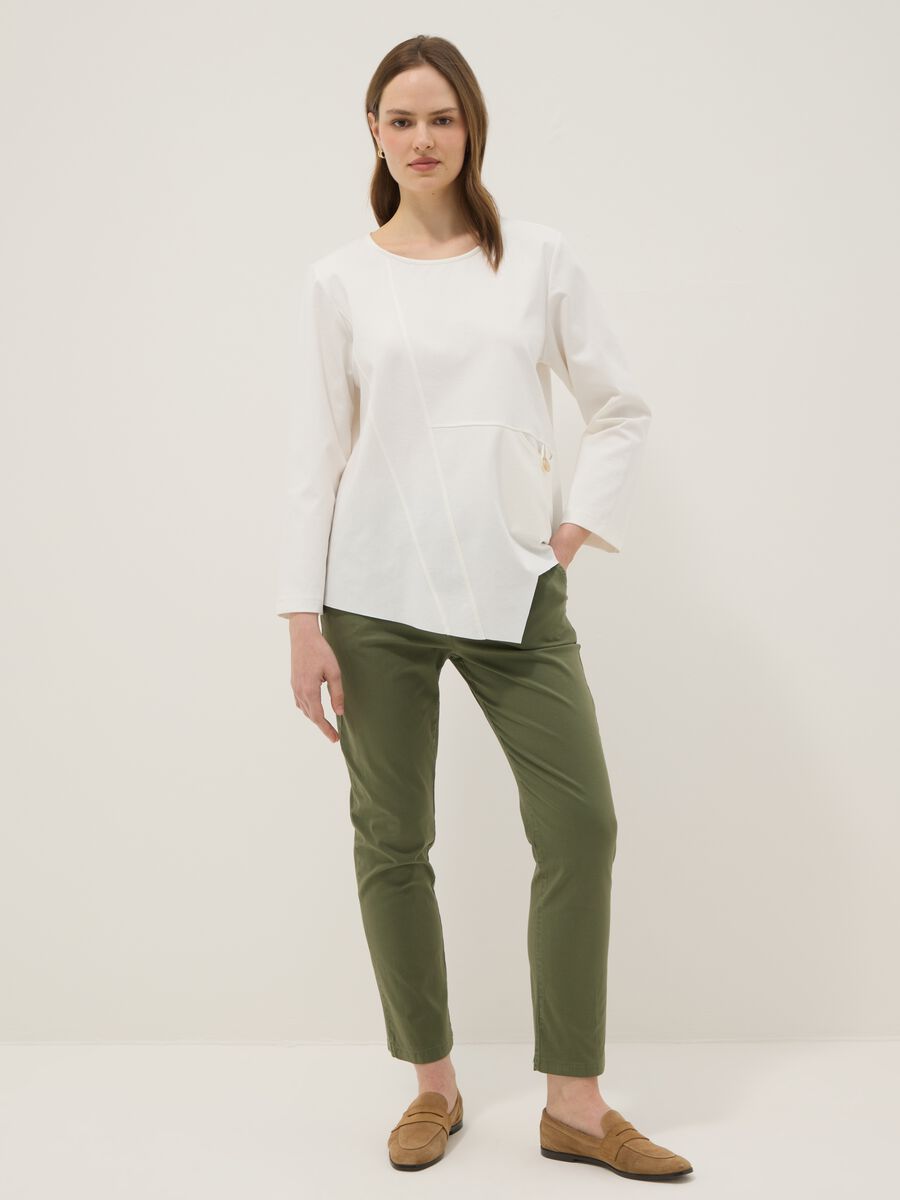 White long-sleeved regular-fit stretch cotton blouse_1