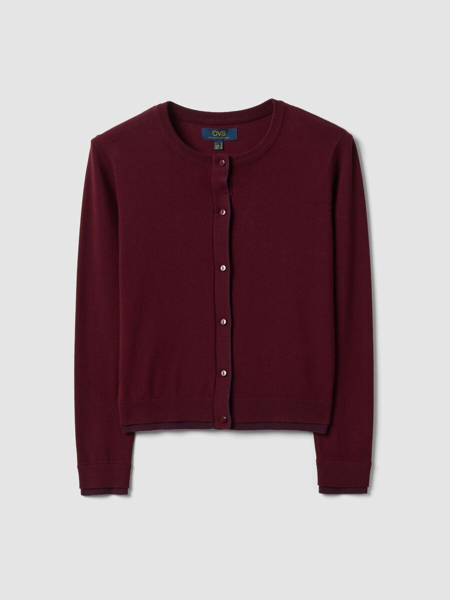 Red viscose-blend cardigan in plain knit_4