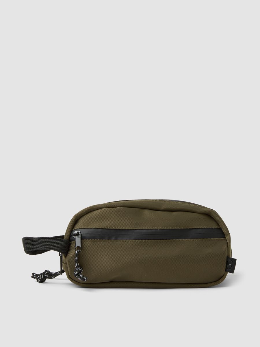 Beauty case verde con tasca frontale con zip_0