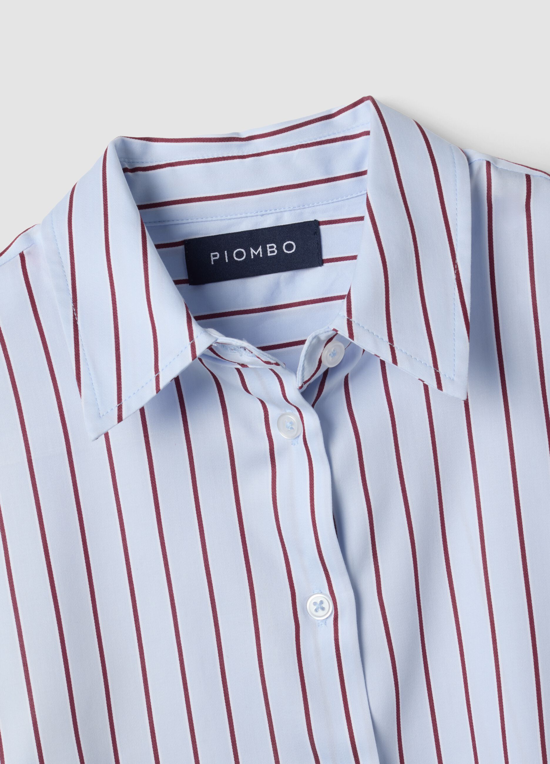 Blue striped pure cotton regular-fit shirt