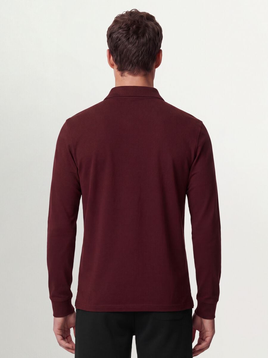 Men&rsquo;s red long-sleeve organic cotton piqu&eacute; polo shirt, regular fit_3