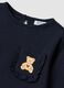 Blue pure organic cotton T-shirt with teddy bear print for baby girl_2
