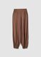 Brown viscose-blend trousers with elasticated cuffs, regular fit_4