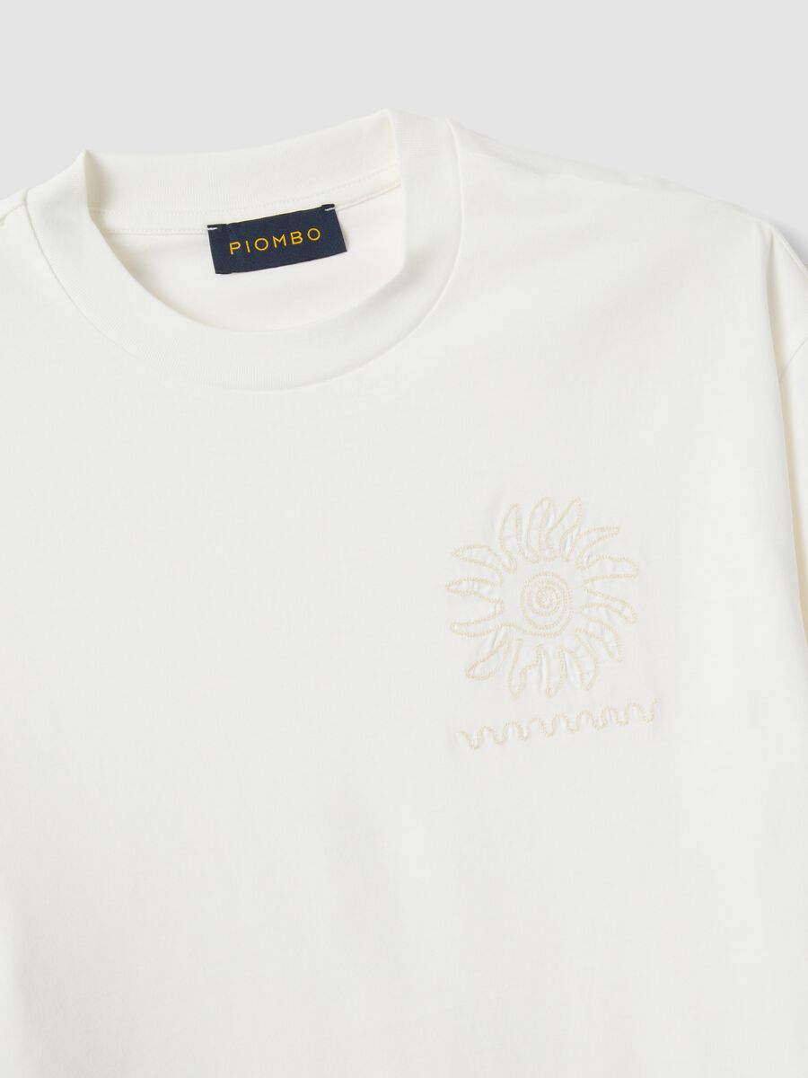 White pure cotton relaxed-fit T-shirt with embroidery_5