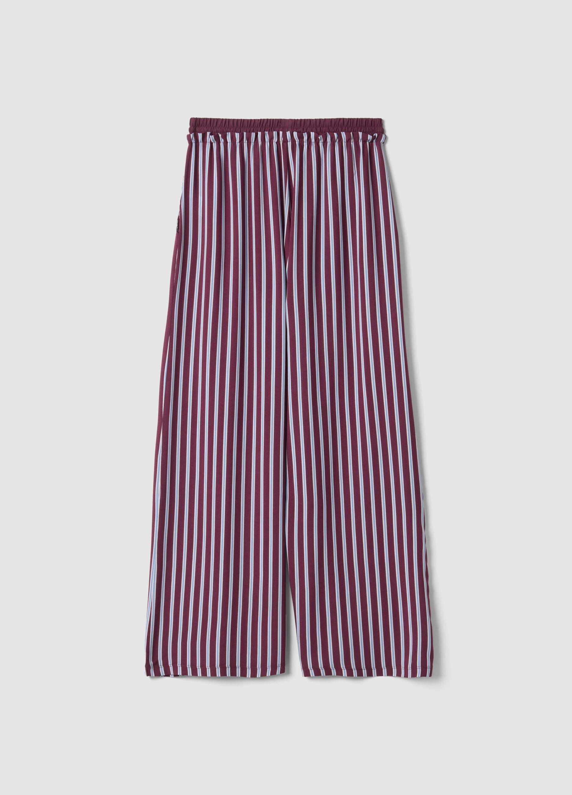 Purple pure viscose striped pyjama trousers