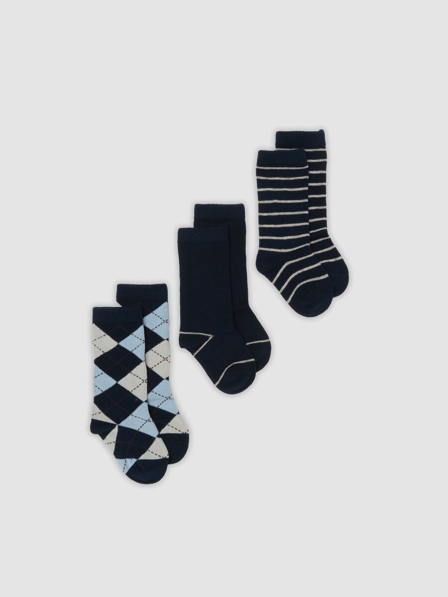 3-pack of blue long socks in stretch organic cotton_0