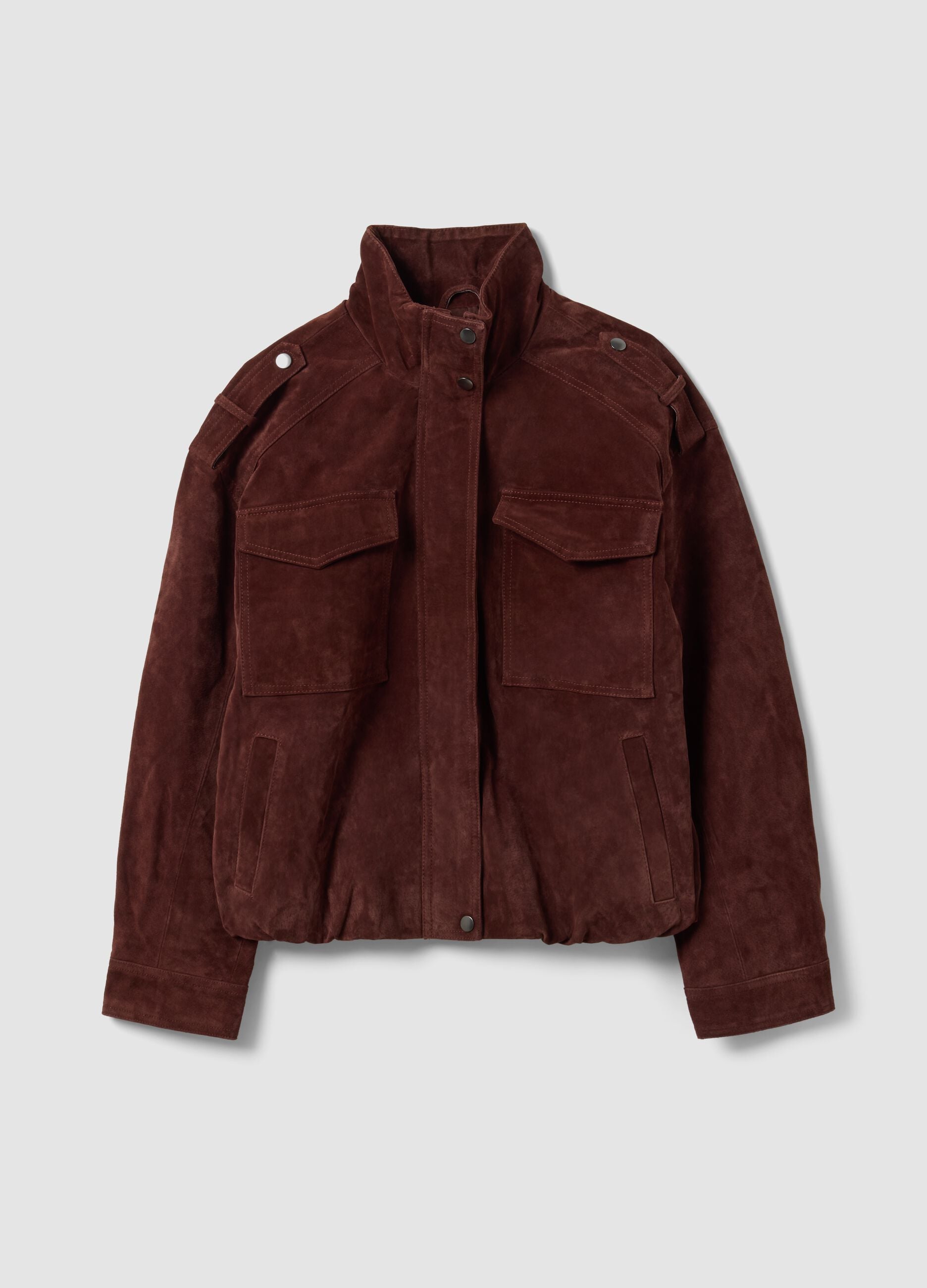 Red genuine leather jacket in regular fit