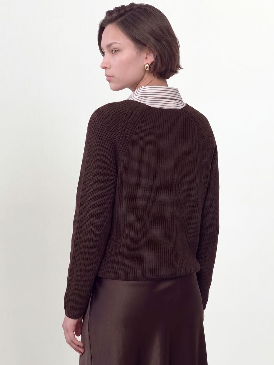 Multicolour pure cotton crew-neck cardigan, regular fit_3