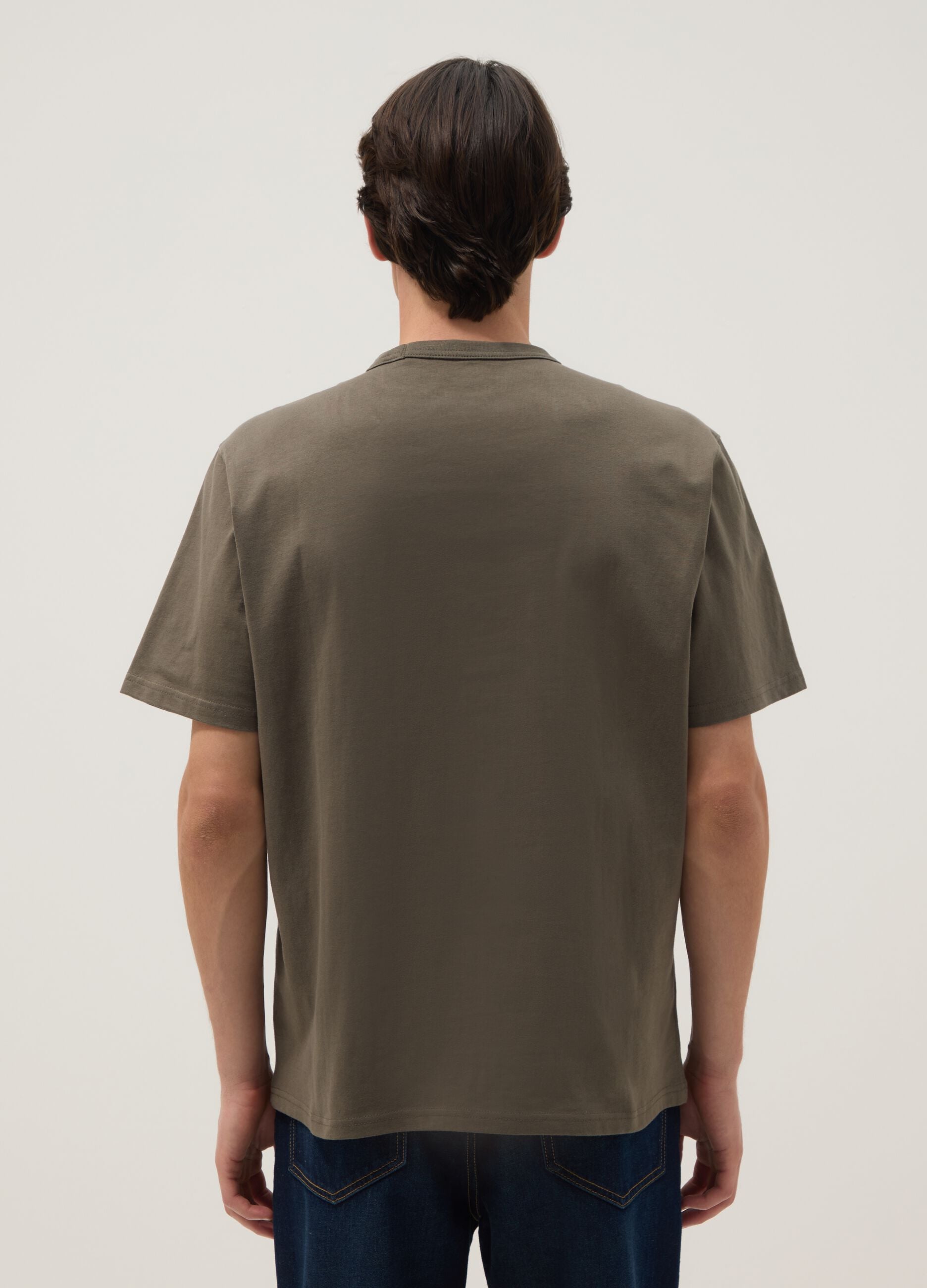 Green relaxed fit crew neck pure cotton t-shirt