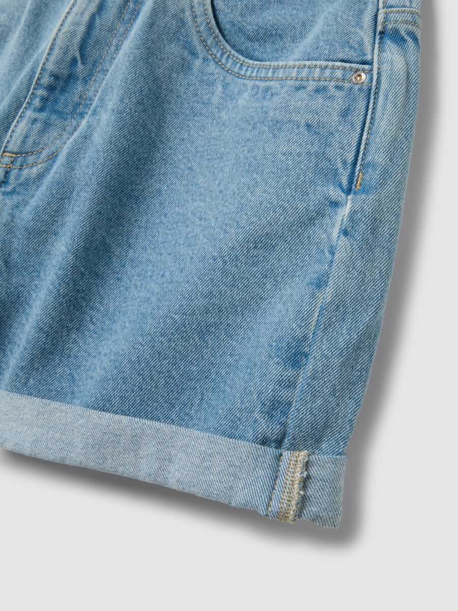 Light blue pure cotton denim shorts_5