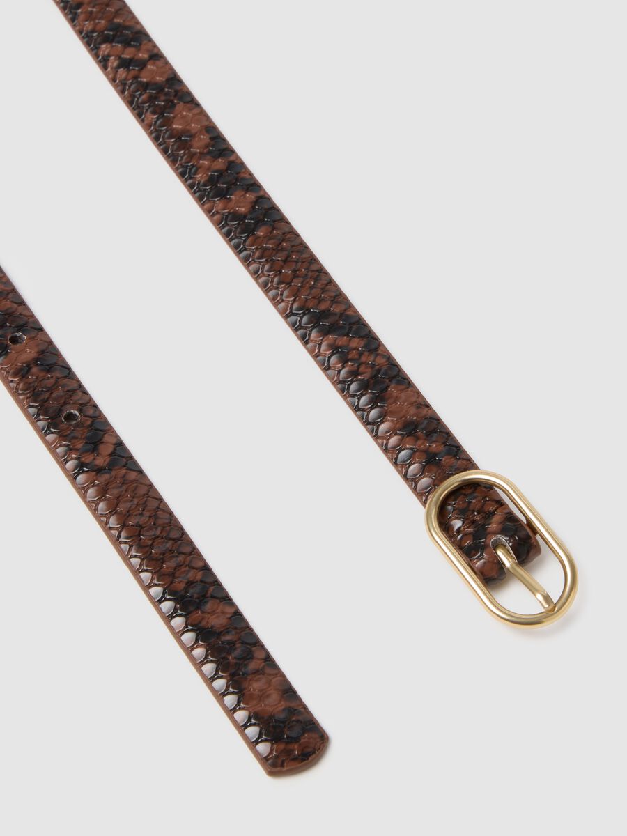 Cintura pitonata multicolor slim fit con fibbia dorata_1