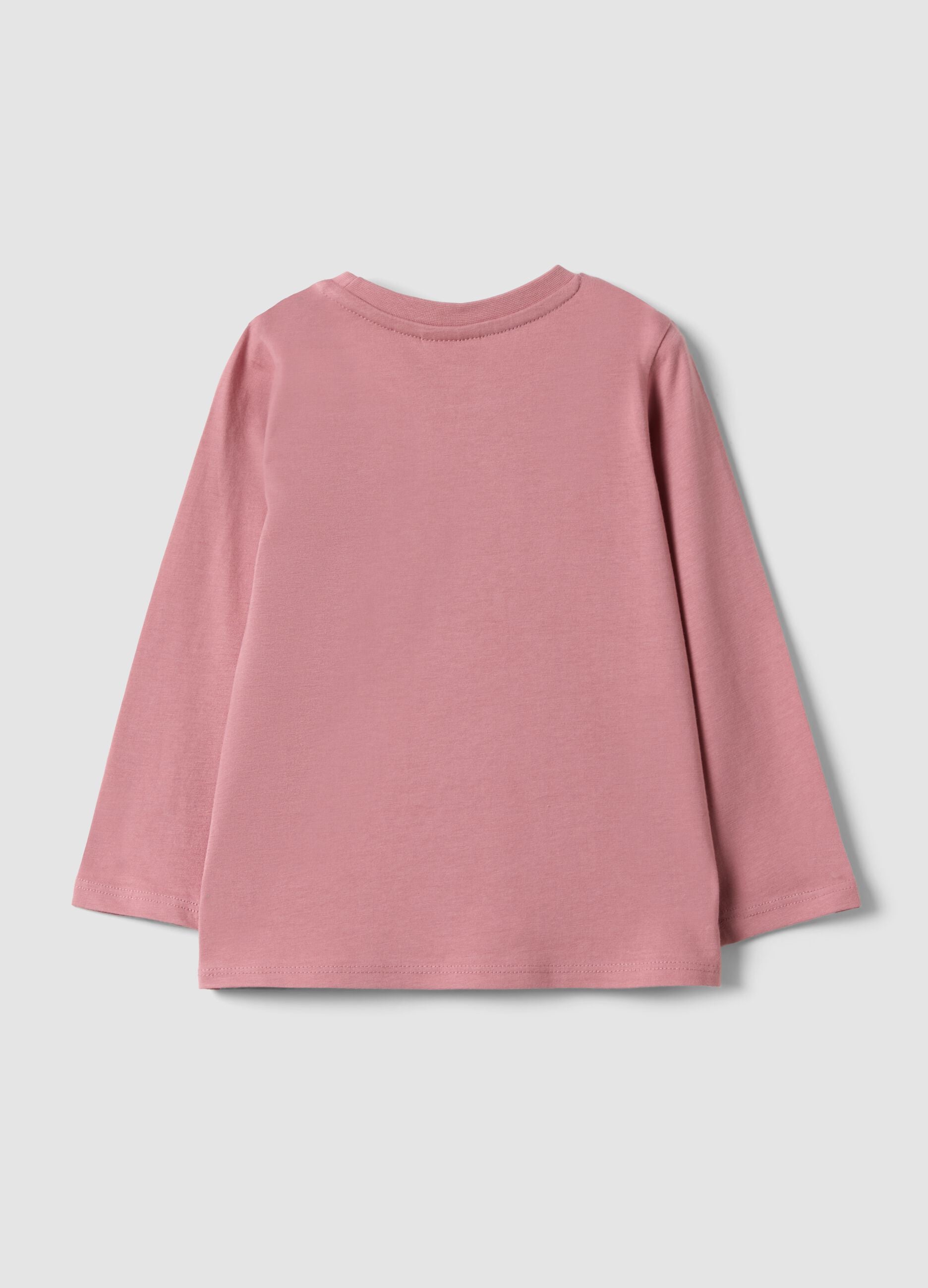 Pink pure organic cotton T-shirt with bow print for baby girl