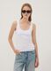 White fitted stretch-cotton tank top_2