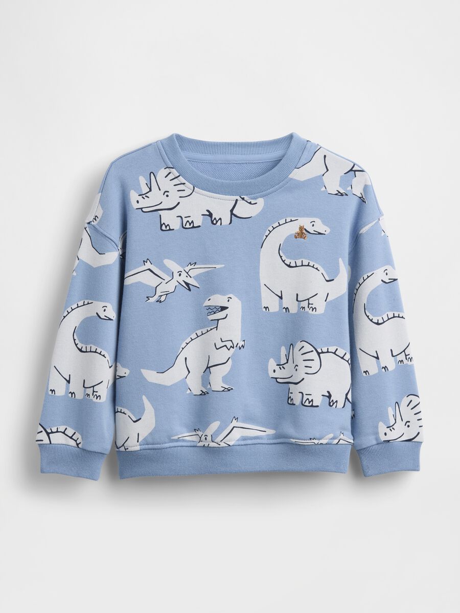 Cotton-blend sweatshirt with dinosaur print_0