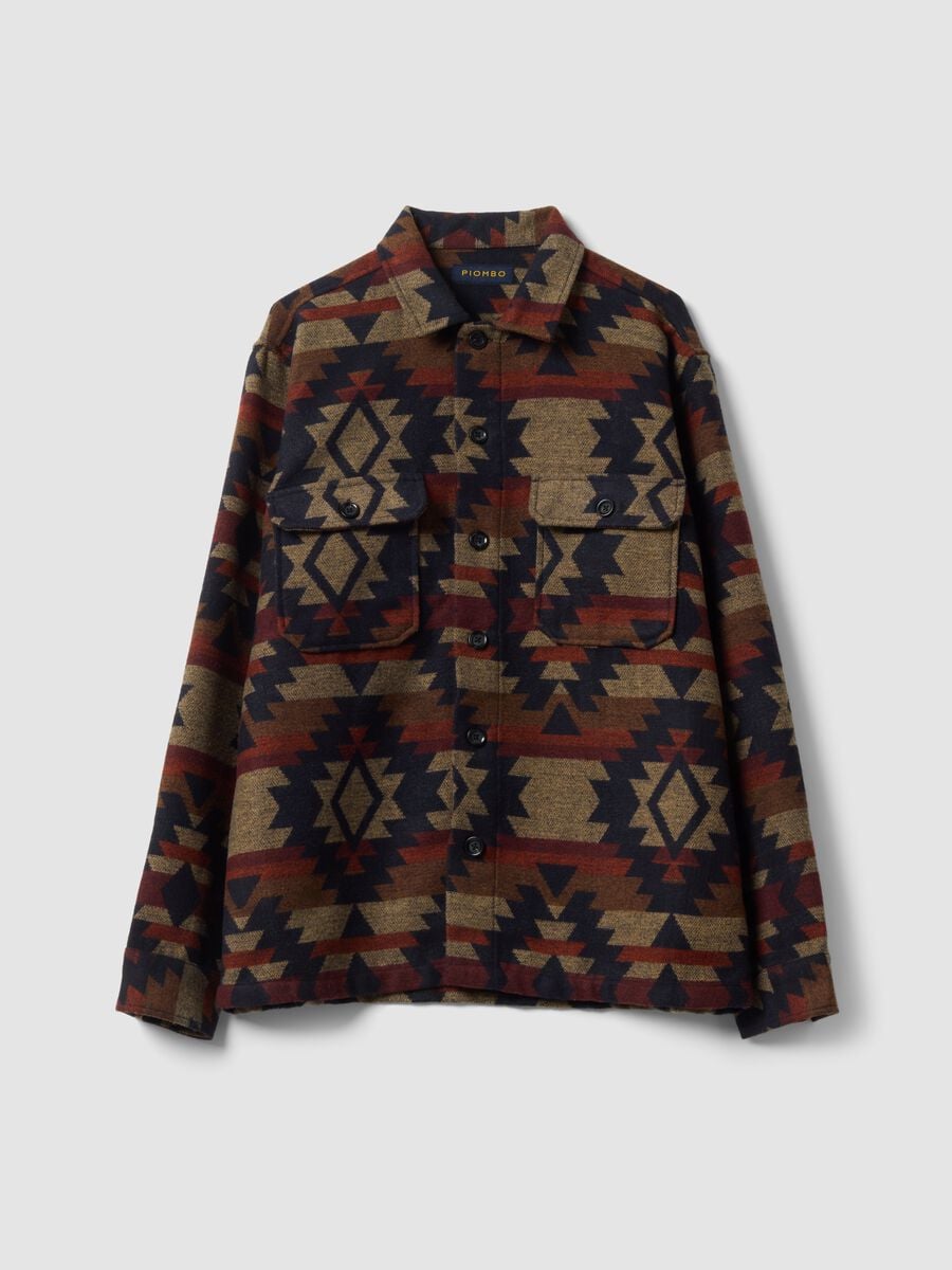 Multicolour geometric-print bowling-collar shacket, oversized fit_5