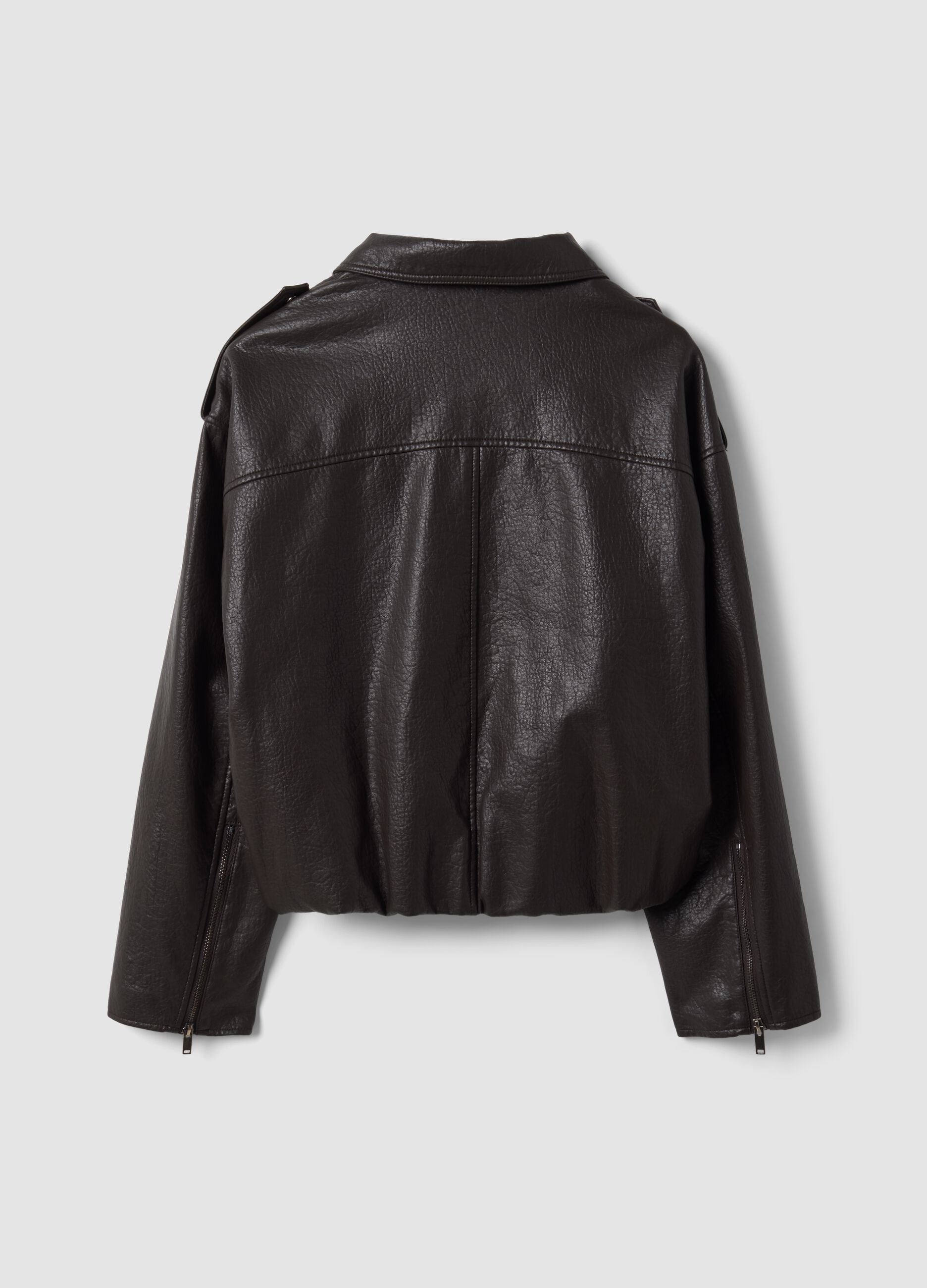 Brown biker jacket in viscose blend