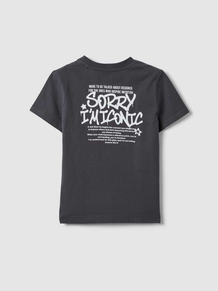 Grey pure organic cotton T-shirt with front and back print for girls_4