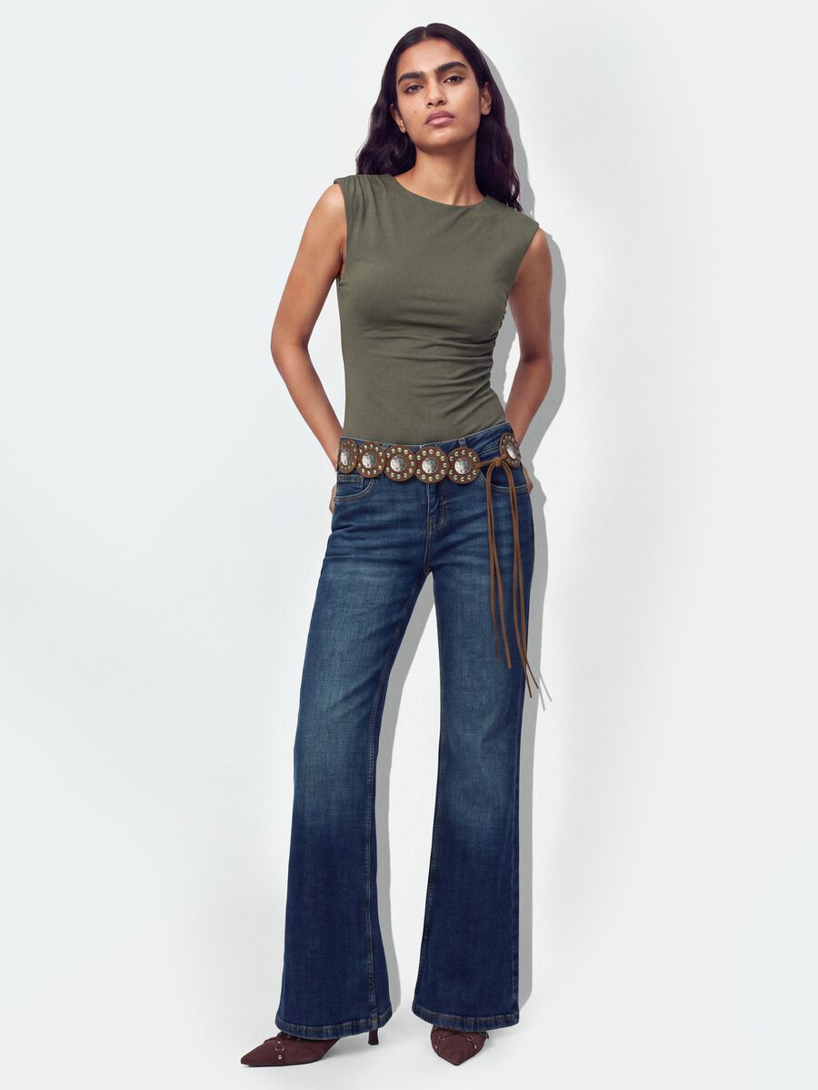 Blue bootcut denim jeans in stretch cotton_0