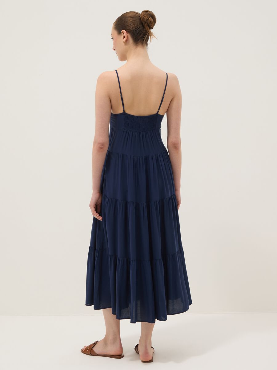 Long blue dress in pure viscose_3