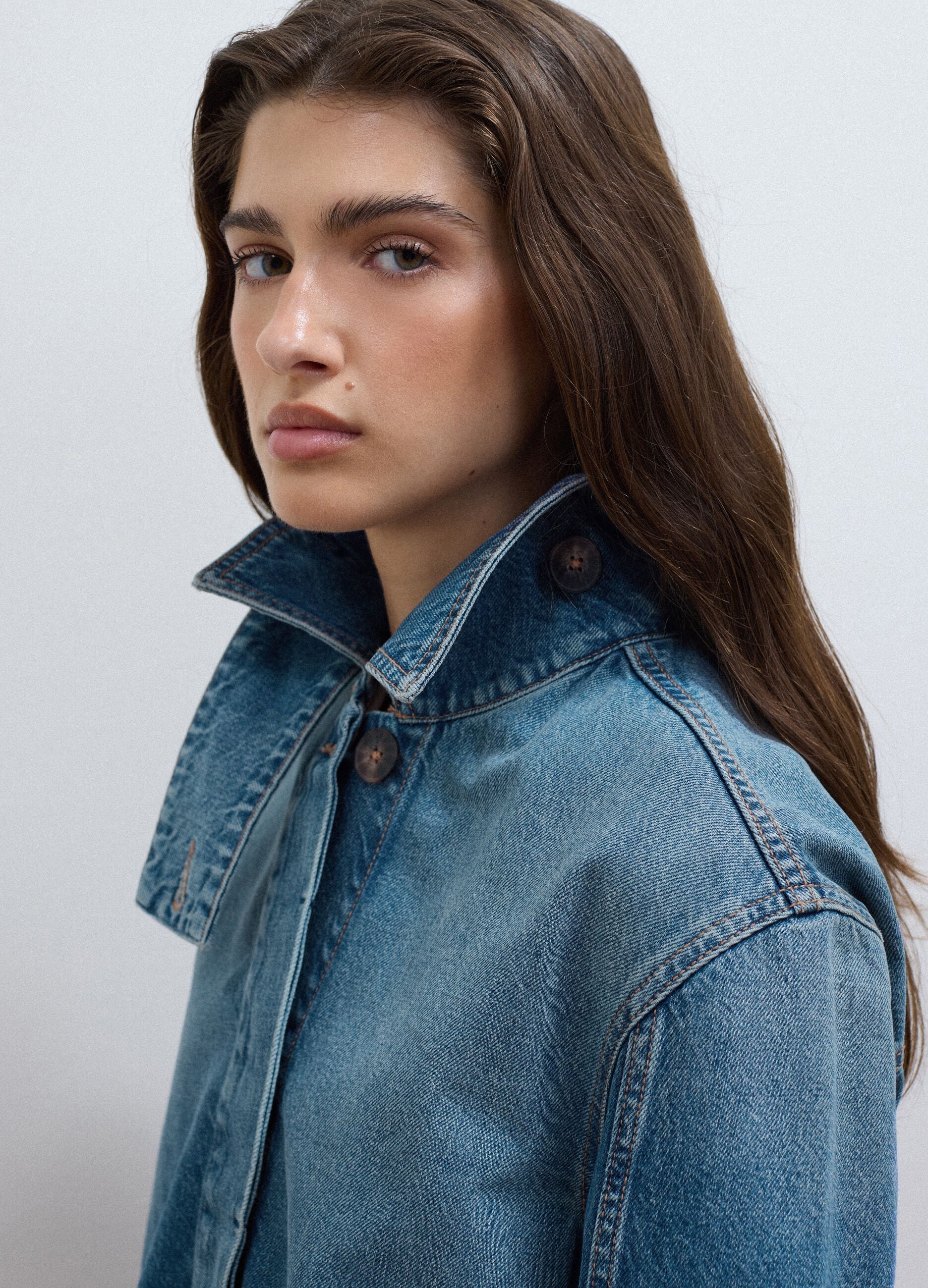 Blue oversized pure-cotton denim jacket