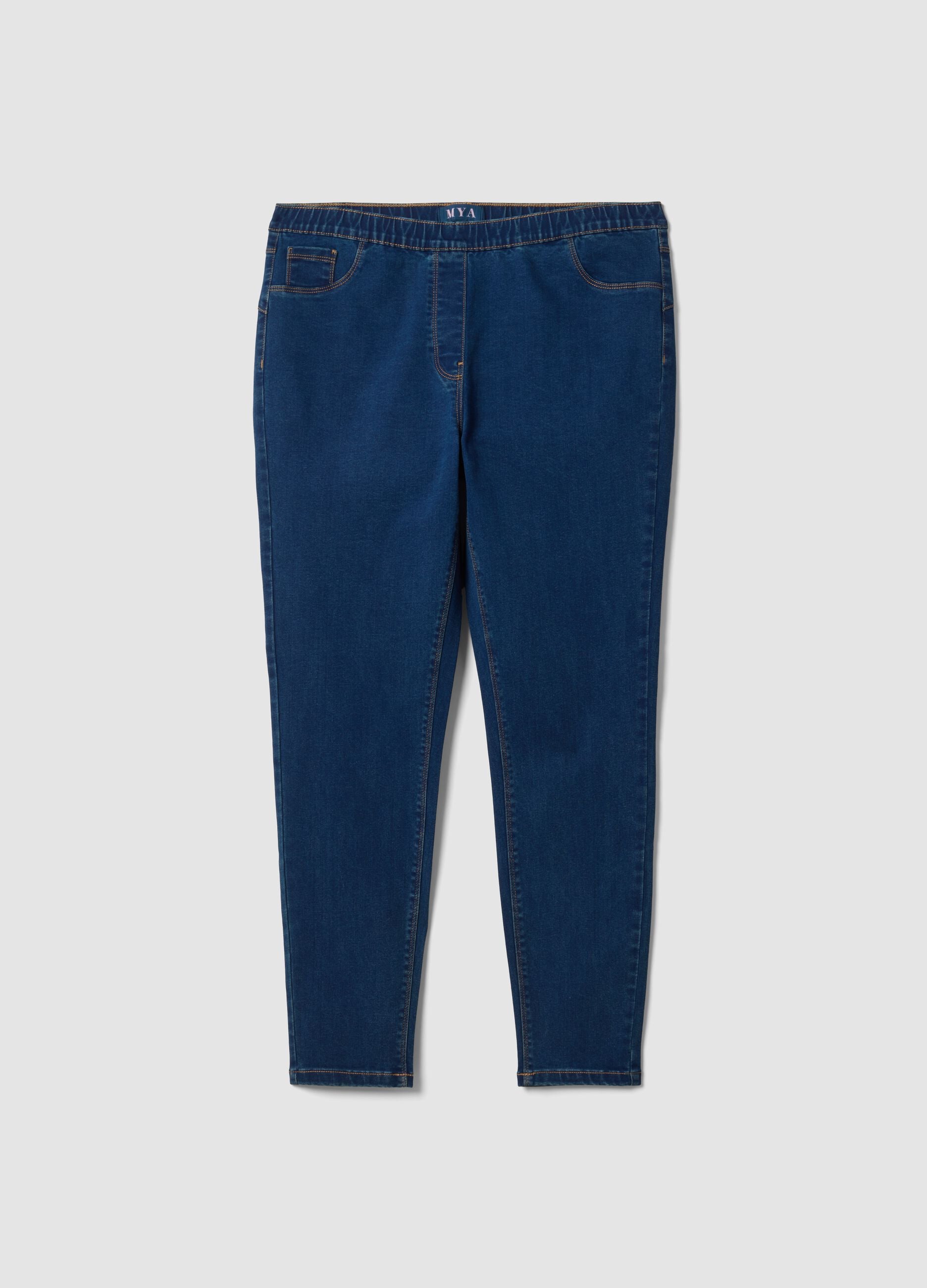Blue skinny jeggings in stretch cotton and viscose