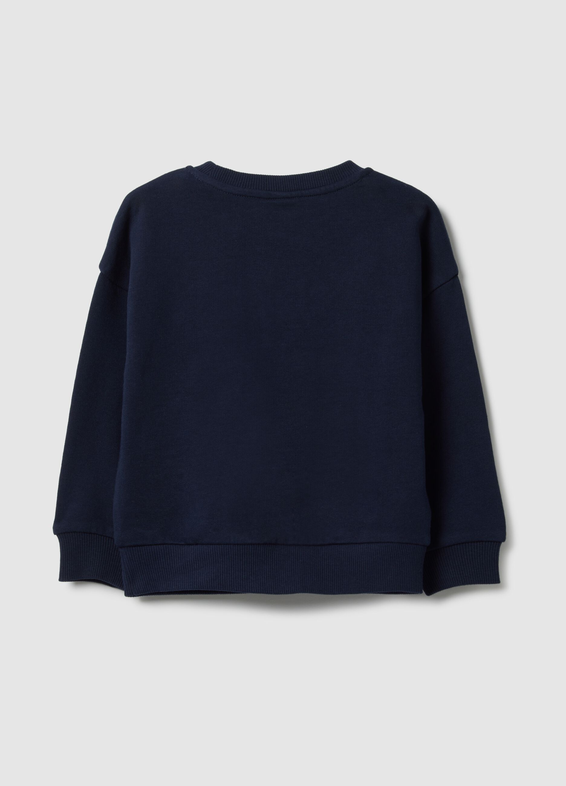 Blue pure cotton sweatshirt for baby, regular fit with pocket
