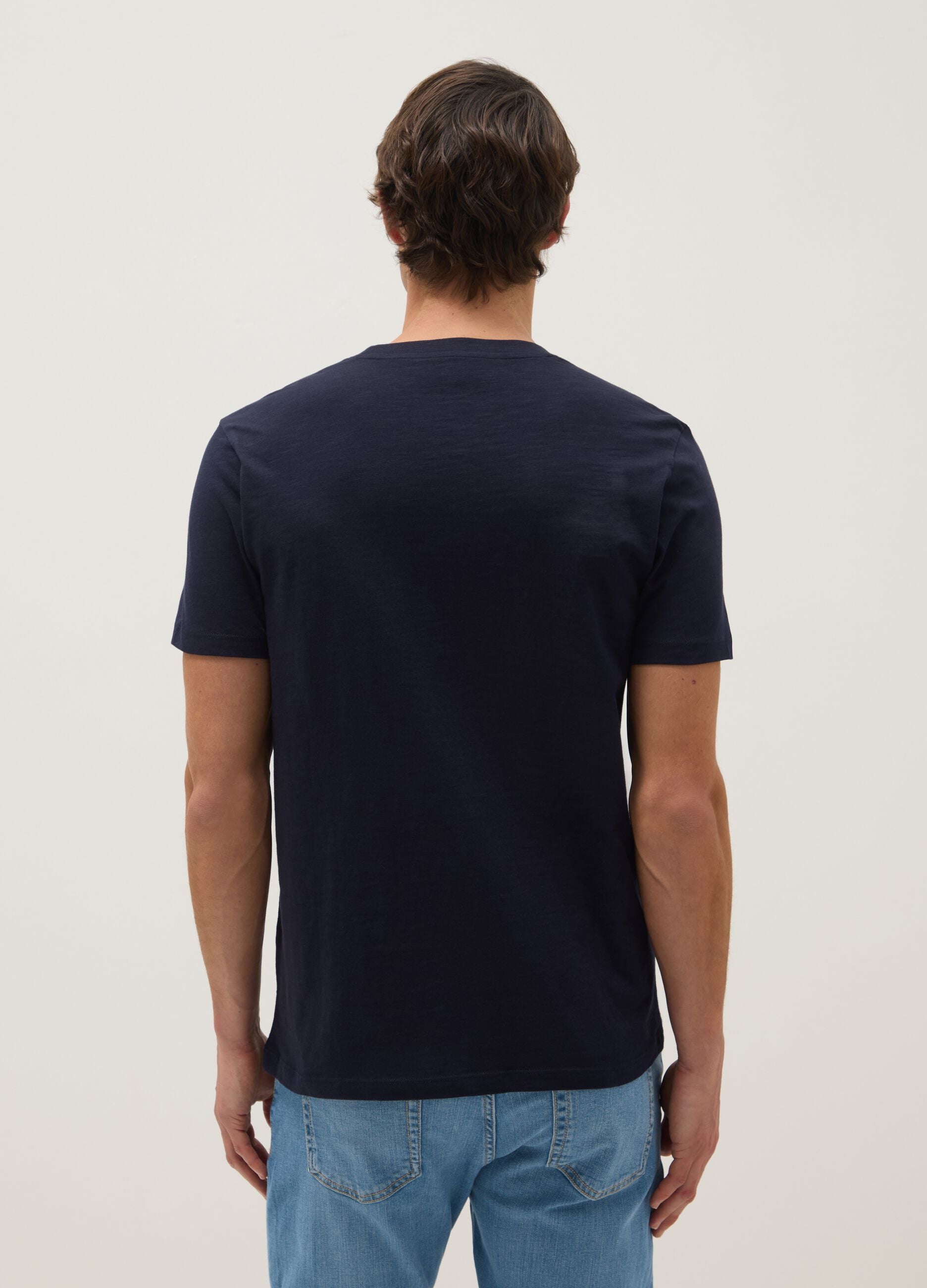 Regular Fit Blue Pure Cotton T-Shirt