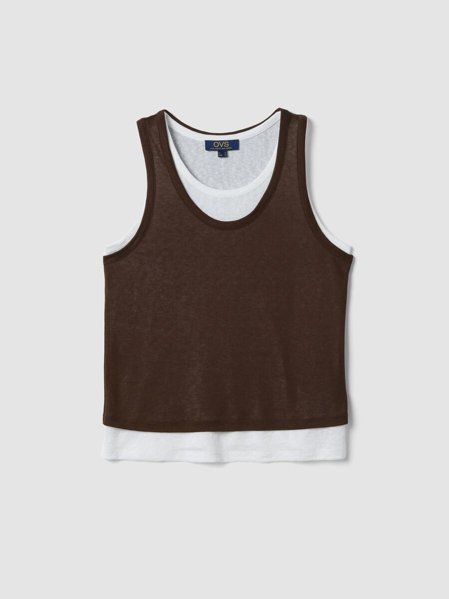 Brown viscose-blend tank top, regular fit_4