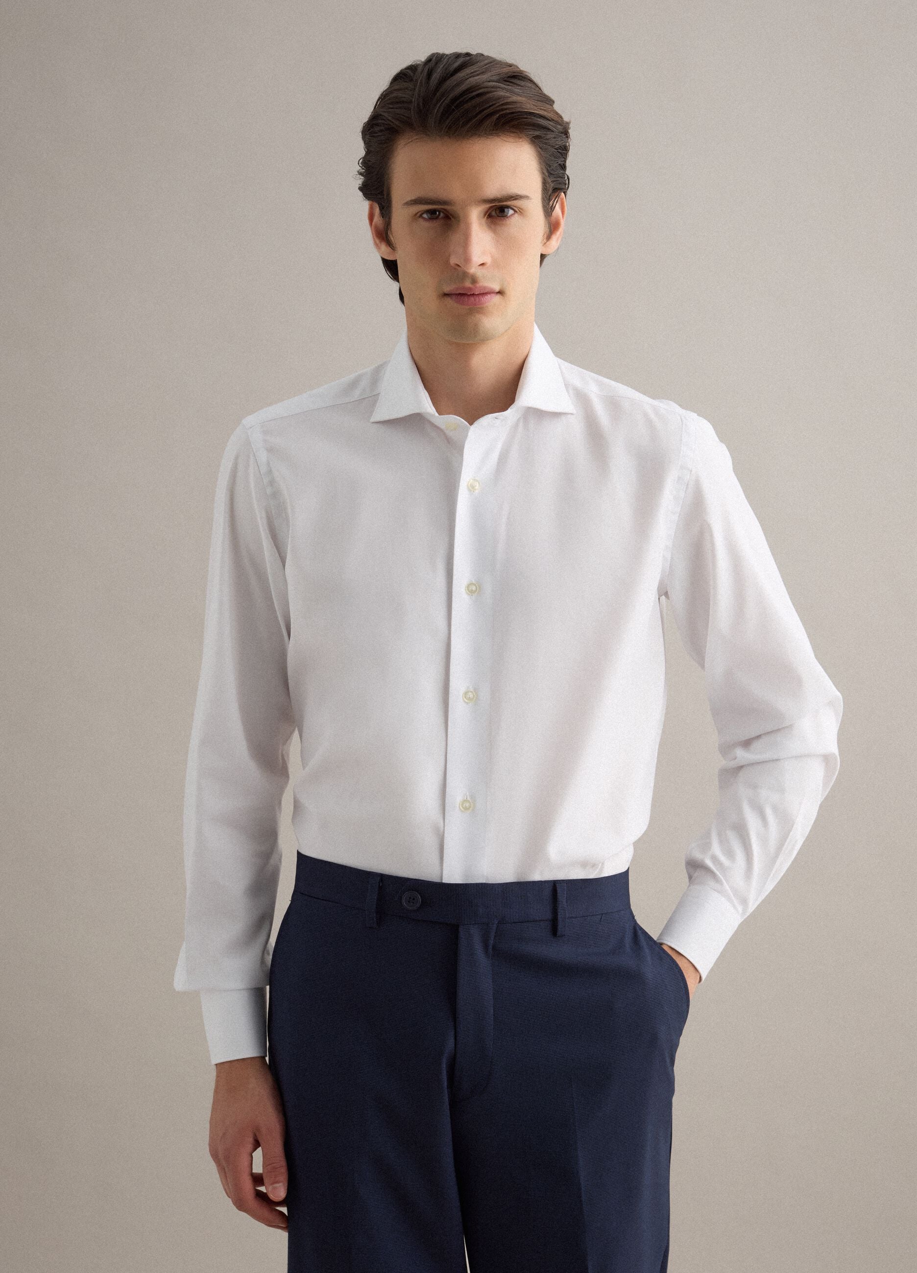White pure cotton slim fit shirt
