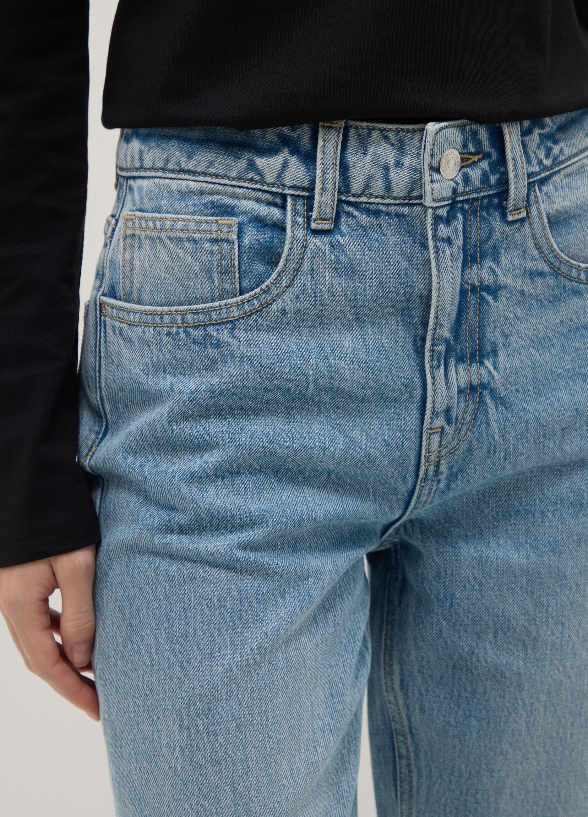Blue pure cotton straight fit jeans